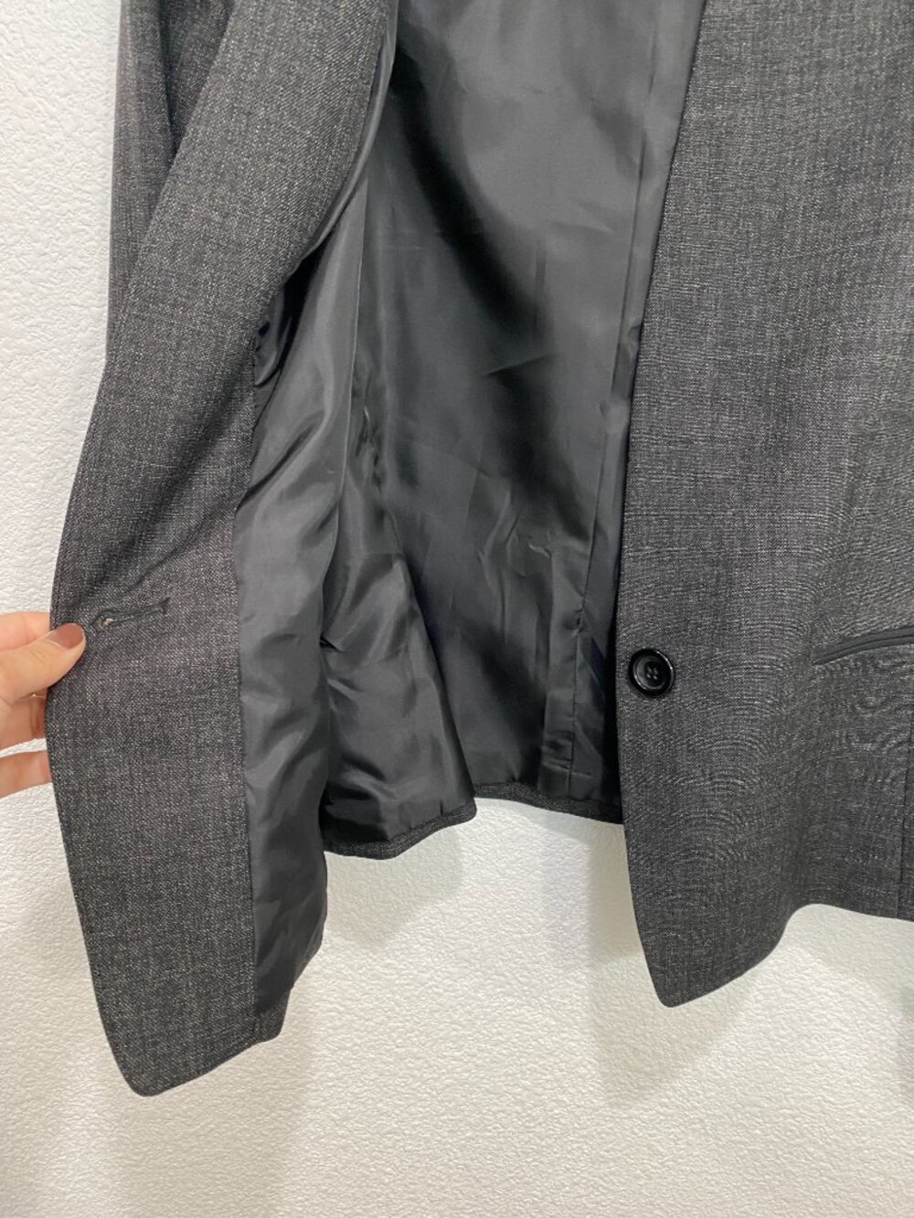 Black Label by Evan-Picone Open Notch Collarless Blazer Charcoal Gray NWT 16 - Picture 8 of 14